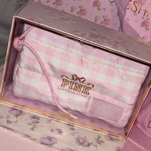LoveShackFancy PINK accessories makeup bag / cosmetics pouch in floral gift box